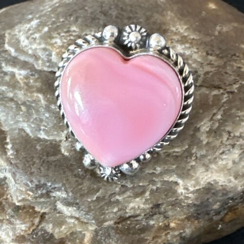 Navajo Pink Conch Heart Ring | Handmade | Sz 9 | 16041