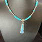 Navajo Men's Blue Turquoise Opal Pendant Necklace | Sterling Silver | 16039