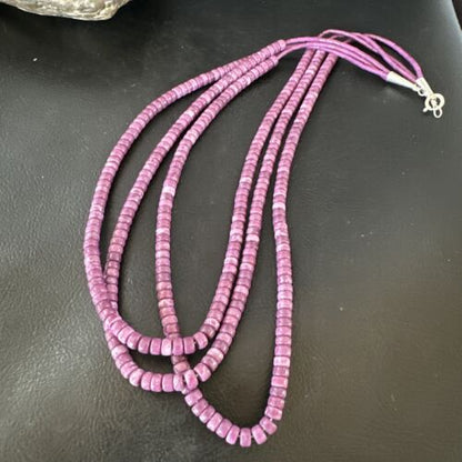 Sugilite Heishi Bead Necklace | 3 Strand | Stabilized Sterling Silver | 20" | 16176
