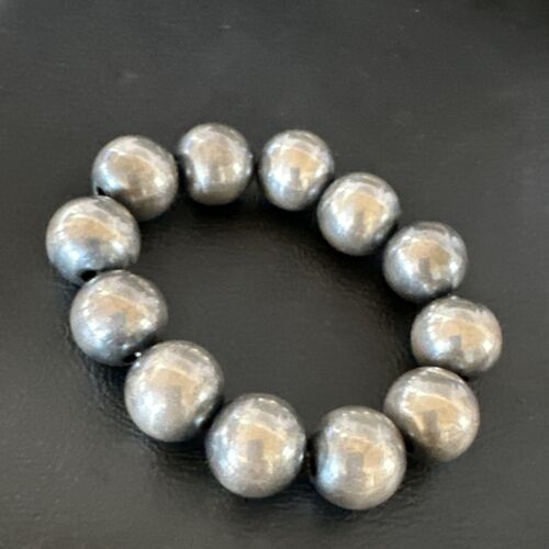 Navajo Pearls Stretch Bracelet | 14mm Beads | Sterling Silver | 7" | Authentic Native American Handmade | 15818