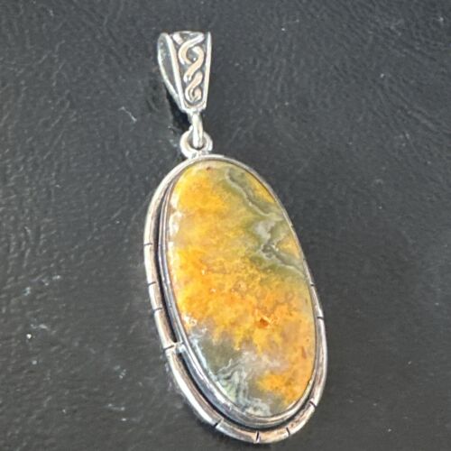 Navajo Bumblebee Jasper Pendant Necklace | Sterling Silver | Authentic Native American Handmade | 15959