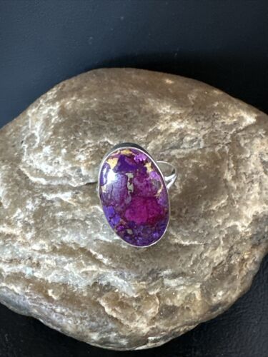 Southwestern Navajo Purple Mojave Turquoise Ring | Sterling Silver | Sz 8 | 15605