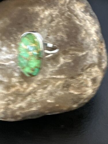 Navajo Green Mojave Turquoise Ring | Sterling Silver | Sz 6 | Authentic Native American Handmade | 15599