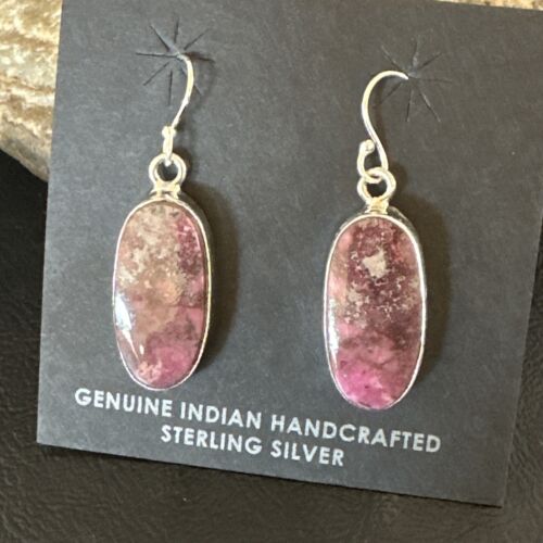 Purple Mojave Turquoise Dangle Earrings | Sterling Silver | Authentic Native American Handmade | 15781
