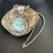 Women's Royston Turquoise Pendant Necklace | Navajo Pearls | Sterling Silver | Authentic Native American | 17063