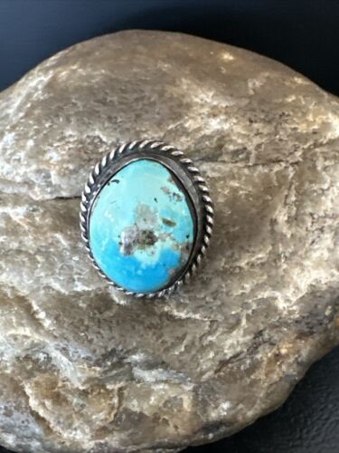 Navajo Blue Kingman Turquoise Ring | Sterling Silver | Sz 5.5 | Authentic Native American Handmade | 16893