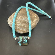 Navajo SpiderWeb Turquoise Heishi Pearls Necklace | Sterling Silver | 20" | Authentic Native American Handmade | 17098