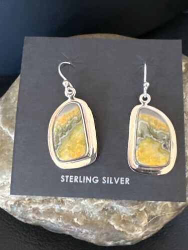 Navajo Bumblebee Jasper Earrings | Sterling Silver | Authentic Native American Handmade | 15822