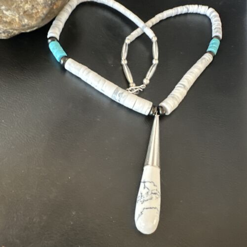Santo Domingo White Turquoise Howlite Onyx Necklace | Sterling Silver | 23" | 15764