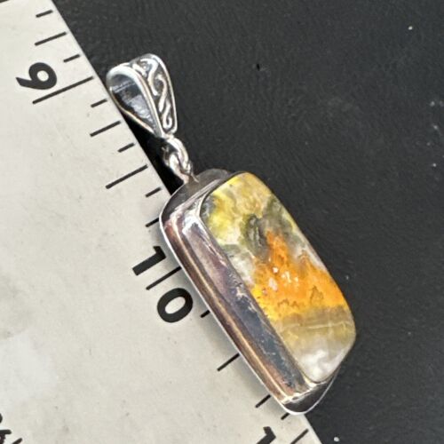 Navajo Bumblebee Jasper Pendant Necklace | Sterling Silver | Authentic Native American Handmade | 15962