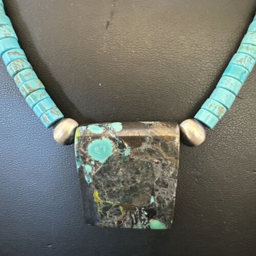 Navajo SpiderWeb Turquoise Heishi Pearls Necklace | Sterling Silver | 20" | Authentic Native American Handmade | 17091