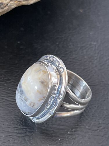 Navajo White Buffalo Turquoise Ring | Sterling Silver | Sz 6 | Authentic Native American Handmade | 10596