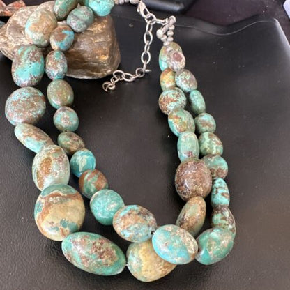 XXL Men's Chunky Spiderweb Turquoise Necklace | Navajo Sterling Silver | 21" | 16239