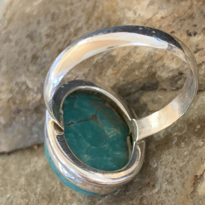 Navajo Spiderweb Blue Turquoise Ring | Sterling Silver | Sz 6 | Authentic Native American Handmade | 11429