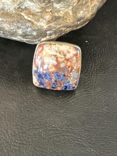 Navajo Blue Lapis Square Ring | Sterling Silver | Sz 6 | Authentic Native American Handmade | 16434