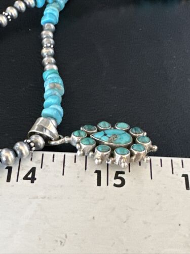 Navajo Kingman Turquoise Pendant Necklace | Sterling Silver | Native American Handmade | 14828