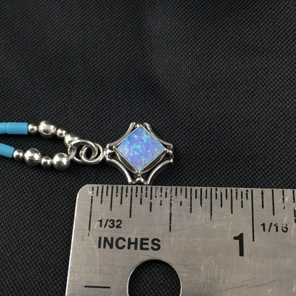 Children's Turquoise Beads Necklace with Opal Pendant Necklace | Sterling Silver | 18" | 10128 - Masha USA