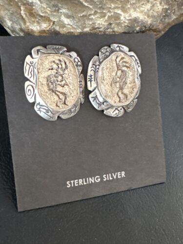 Navajo Kokopelli Dangle Earrings Set | Sterling Silver | Authentic Native American Handmade | 15142