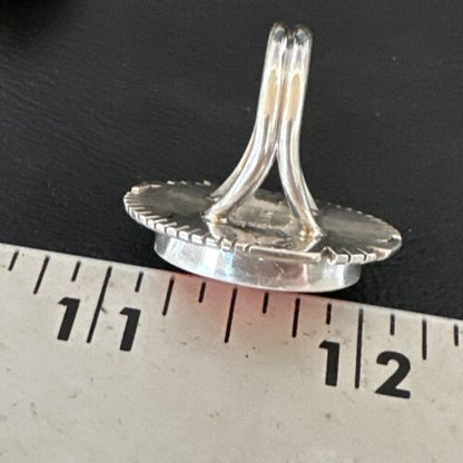 Navajo Orange Spiny Oyster Ring | Sterling Silver | Sz 8 | Authentic Native American Handmade | 16035