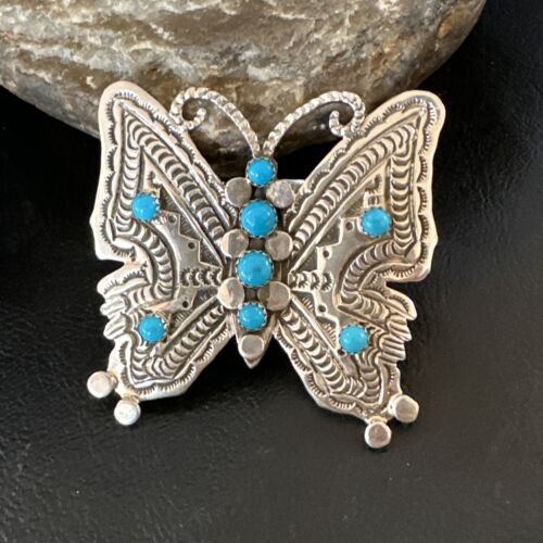 Navajo Turquoise Butterfly Ring | Authentic Native American Sterling Silver | Multi-Stone | Adjustable Women's Sz 7 | 16171