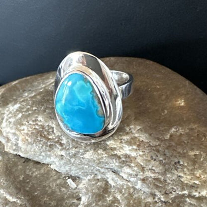 Sterling Silver Blue Kingman Turquoise Ring | Sz 7 | 17593