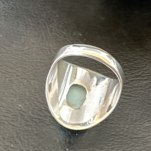 Navajo Blue Larimar Ring | Sterling Silver | Sz 8 | Authentic Native American Handmade | 16603