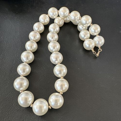 White Freshwater Pearl Necklace | Gold Filled Beads | 17" | 17367