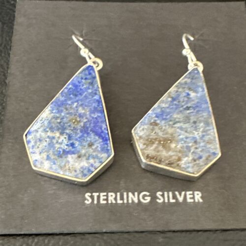 Blue Denim Lapis Dangle Earrings | Sterling Silver | 1" | 15805