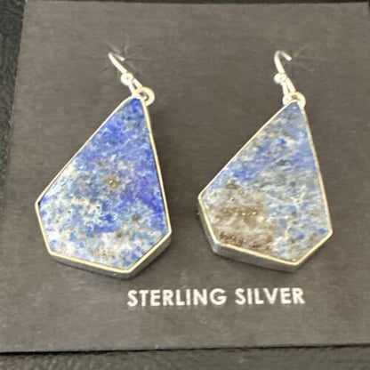Blue Denim Lapis Dangle Earrings | Sterling Silver | 1" | 15805 - Masha USA