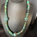 Navajo Turquoise Heishi Spiderweb Necklace | Sterling Silver | 21" | Authentic Native American Handmade | 12505