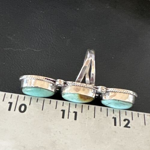 Navajo Blue Dry Creek Turquoise Multi-Stone Ring | Authentic Native American Sterling Silver | Sz 10 | 16732