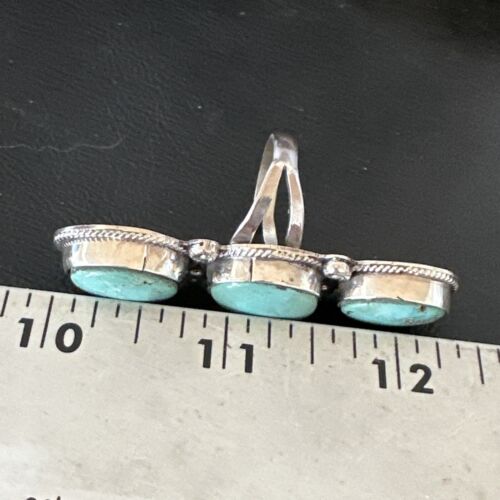 Navajo Blue Dry Creek Turquoise Multi-Stone Ring | Authentic Native American Sterling Silver | Sz 10 | 16733