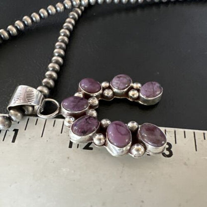Navajo Horseshoe Naja Purple Sugilite Pendant Necklace | Sterling Silver | 15751