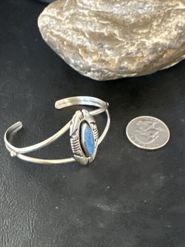 Navajo Denim Lapis Blue Cuff Bracelet | Sterling Silver | Authentic Native American Handmade | 15350