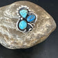 Navajo Blue Turquoise Cluster Ring | Authentic Native American Sterling Silver | Multi-Stone | Sz 8.5 | 14837