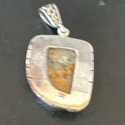 Navajo Bumblebee Jasper Pendant Necklace | Sterling Silver | Authentic Native American Handmade | 15963