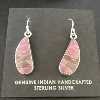 Purple Mojave Turquoise Dangle Earrings | Sterling Silver | Authentic Native American Handmade | 15783