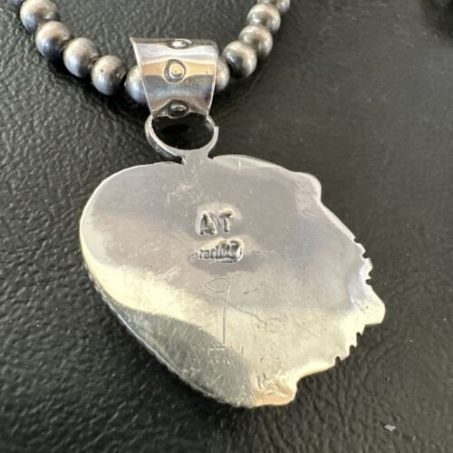 Navajo Orange Spiny Oyster Heart Pendant Necklace | Sterling Silver | Authentic Native American Handmade | 16413