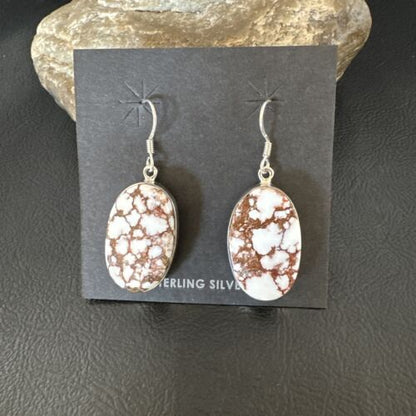 Navajo Wild Horse Turquoise Dangle Earrings | Sterling Silver | Authentic Native American Handmade | 15746