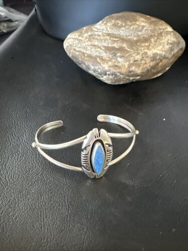 Navajo Denim Lapis Blue Cuff Bracelet | Sterling Silver | Authentic Native American Handmade | 15350
