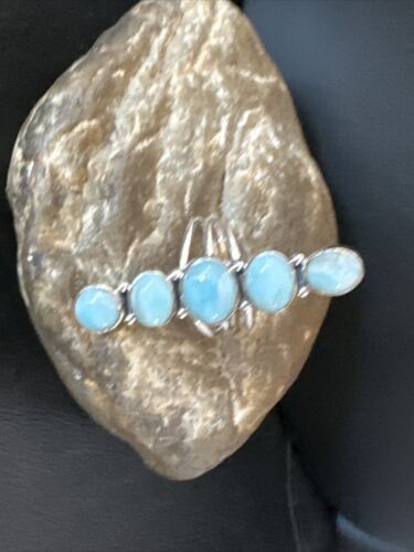 Navajo Blue Larimar Multi-Stone Ring | Authentic Native American Sterling Silver | Multi-Stone | Sz 9.5 | 15975