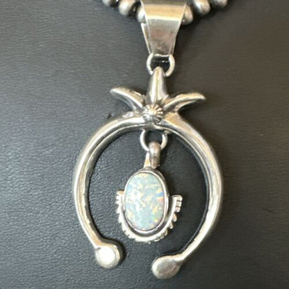 Navajo Opal Naja Pendant Necklace | Sterling Silver | 20" | Authentic Native American Handmade | 17661