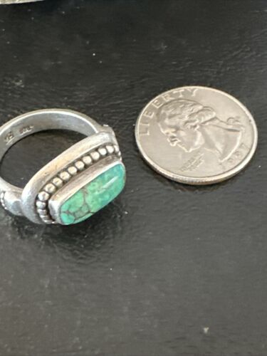 Native American Navajo Green Turquoise Ring | Sterling Silver | Sz 6 | 15920