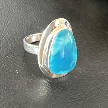 Navajo Blue Kingman Turquoise Ring | Sterling Silver | Sz 9 | Authentic Native American Handmade | 16584