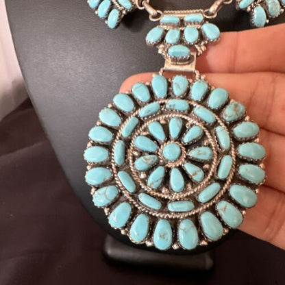 Navajo Blue Turquoise Choker Necklace | Sterling Silver | 17" | Authentic Native American Handmade | 15906