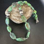 Navajo Green Turquoise Chunky Necklace | Sterling Silver | 21" | Authentic Native American Handmade | 15200