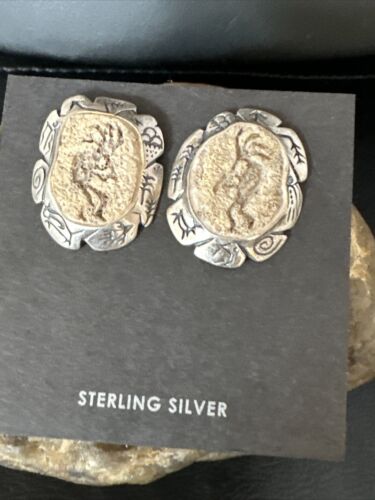 Navajo Kokopelli Dangle Earrings Set | Sterling Silver | Authentic Native American Handmade | 15142