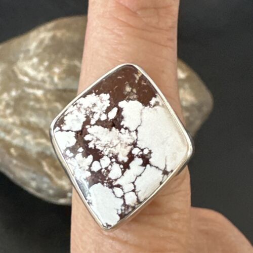 Men's and Women's Wild Horse Turquoise Ring | Navajo Sterling Silver | Sz 8 | 17262