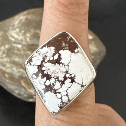 Men's and Women's Wild Horse Turquoise Ring | Navajo Sterling Silver | Sz 8 | 17262