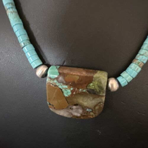 Navajo SpiderWeb Turquoise Heishi Pearls Necklace | Sterling Silver | 20" | 17088